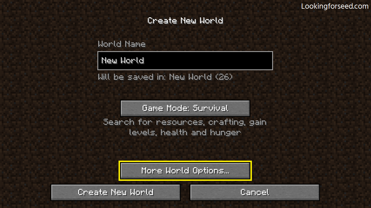 Selecting world options in Minecraft Java Edition