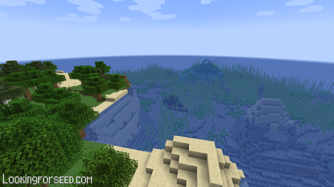 Survival Island next to Ocean Monument and Shipwreck